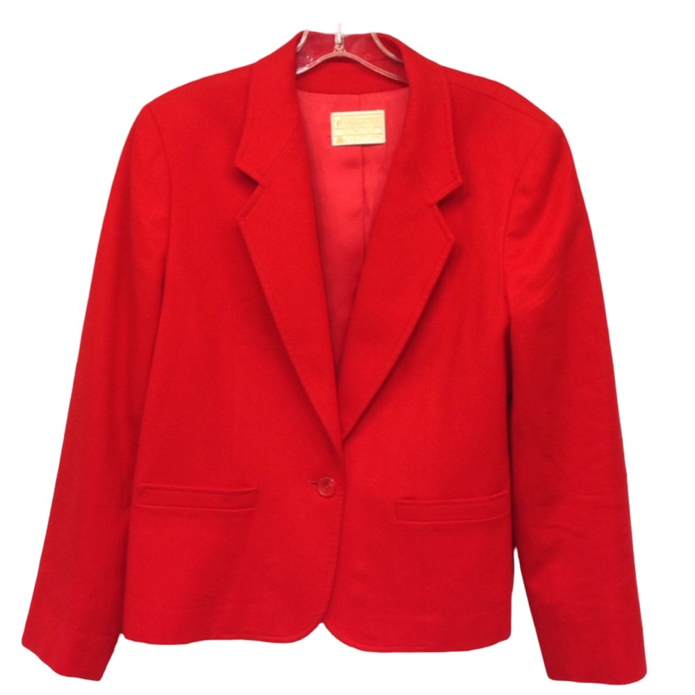 Pendleton Womens Virgin Wool Red Blazer Size 12 USA Vintage